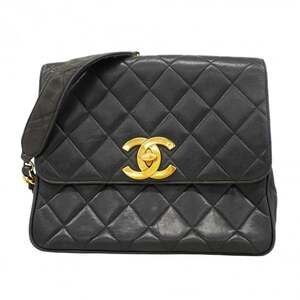 Chanel Matelasse Chain Shoulder Bag, Deca Coco Lambskin, Black, Women's